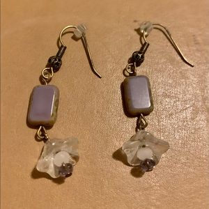 Purple stone drop earrings